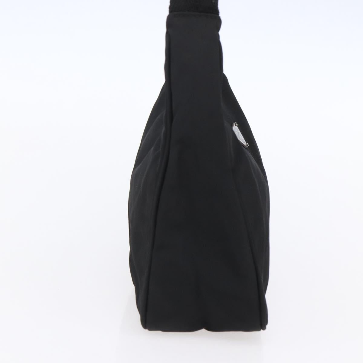 PRADA Hand Bag Nylon Black Silver Auth 153493