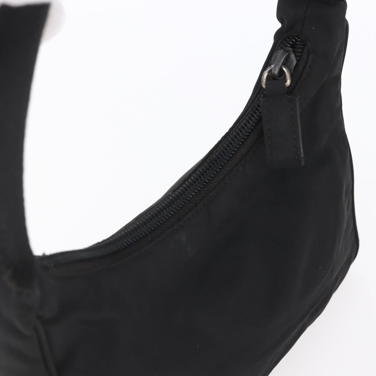 PRADA Hand Bag Nylon Black Silver Auth 153493