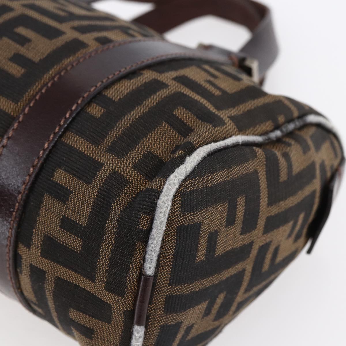 FENDI Zucca Canvas Hand Bag Black Brown Auth 153494