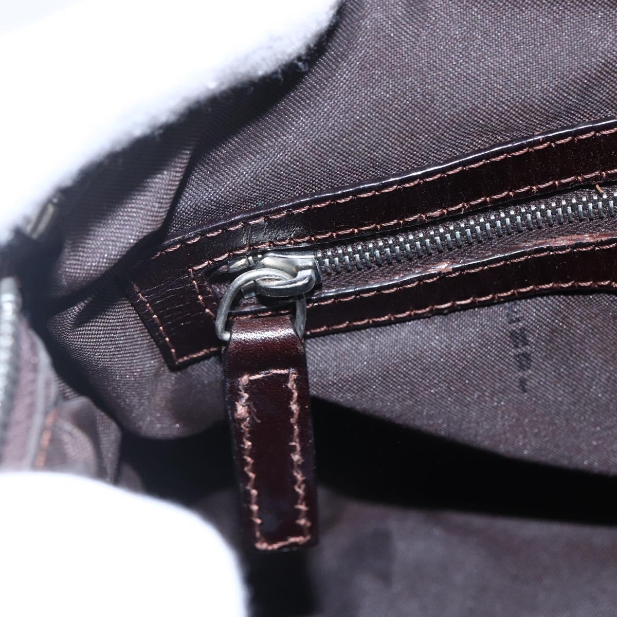 FENDI Zucca Canvas Hand Bag Black Brown Auth 153494