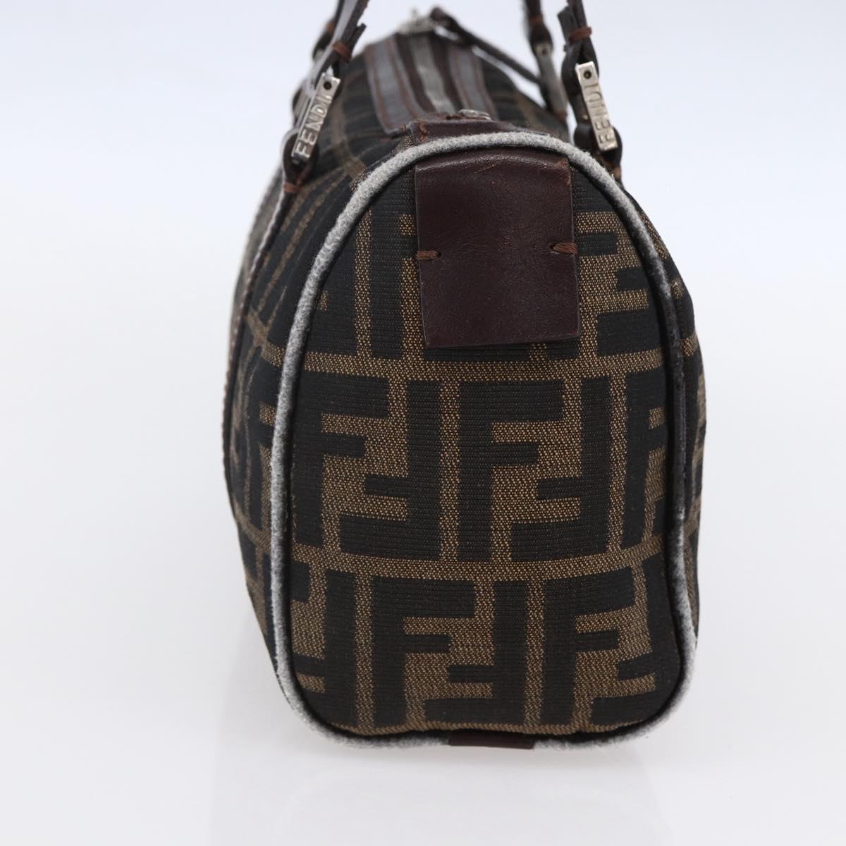 FENDI Zucca Canvas Hand Bag Black Brown Auth 153494