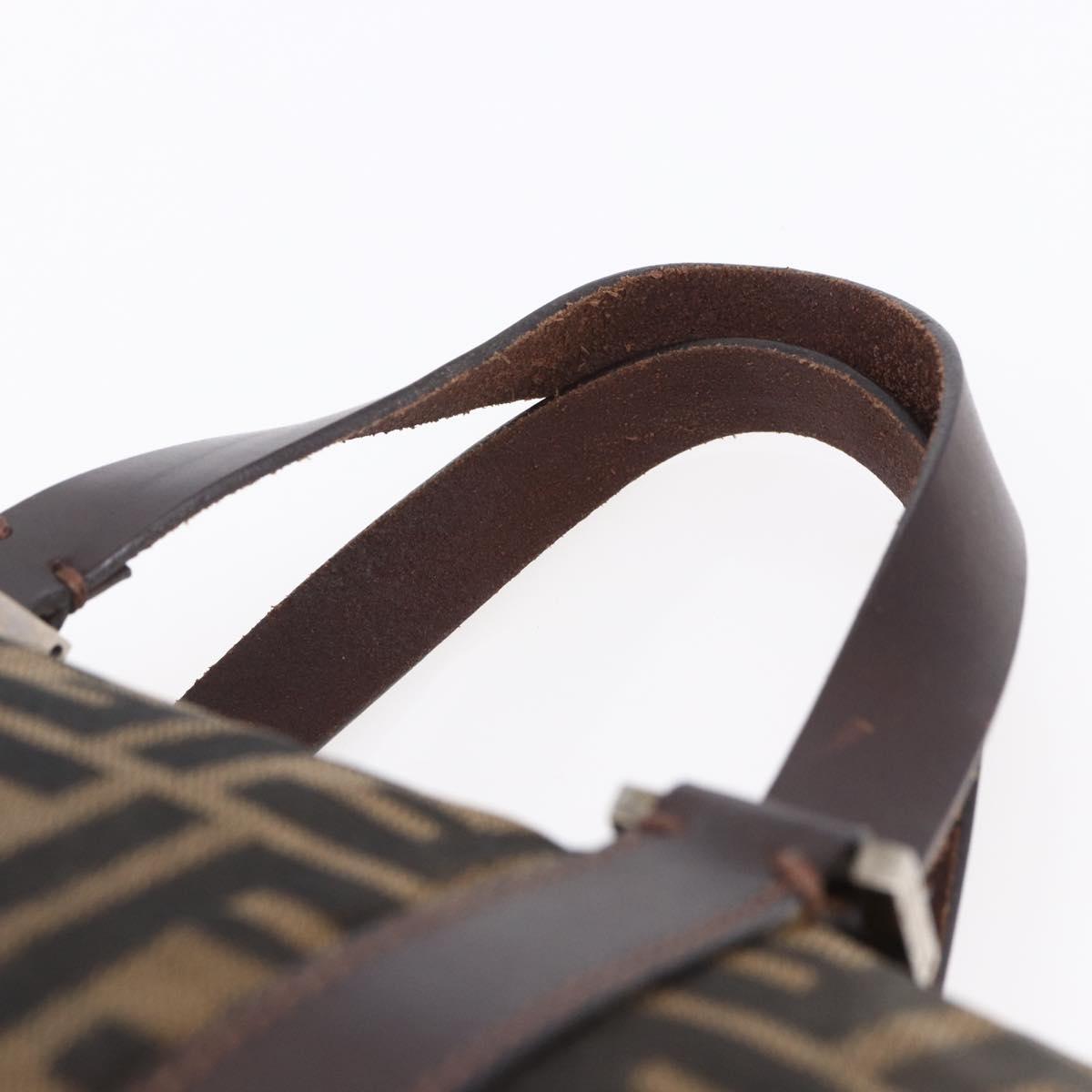 FENDI Zucca Canvas Hand Bag Black Brown Auth 153494