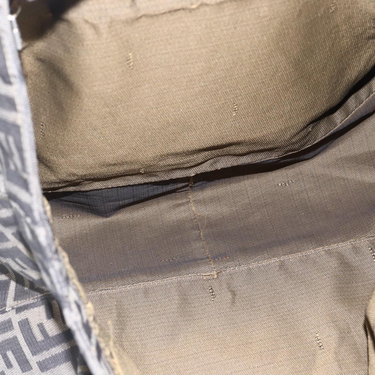 FENDI Zucca Canvas Hand Bag Black Brown Auth 153495