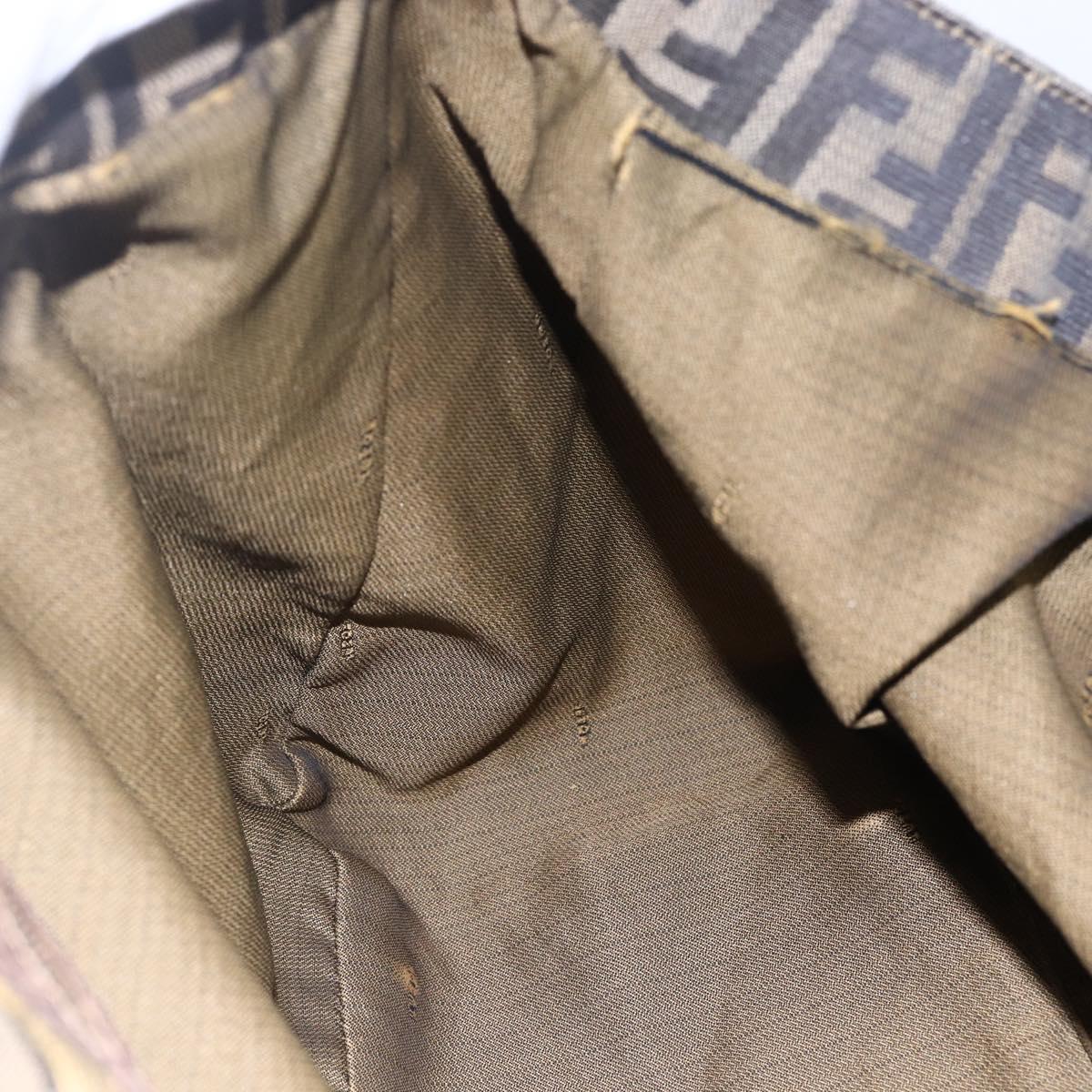 FENDI Zucca Canvas Hand Bag Black Brown Auth 153495