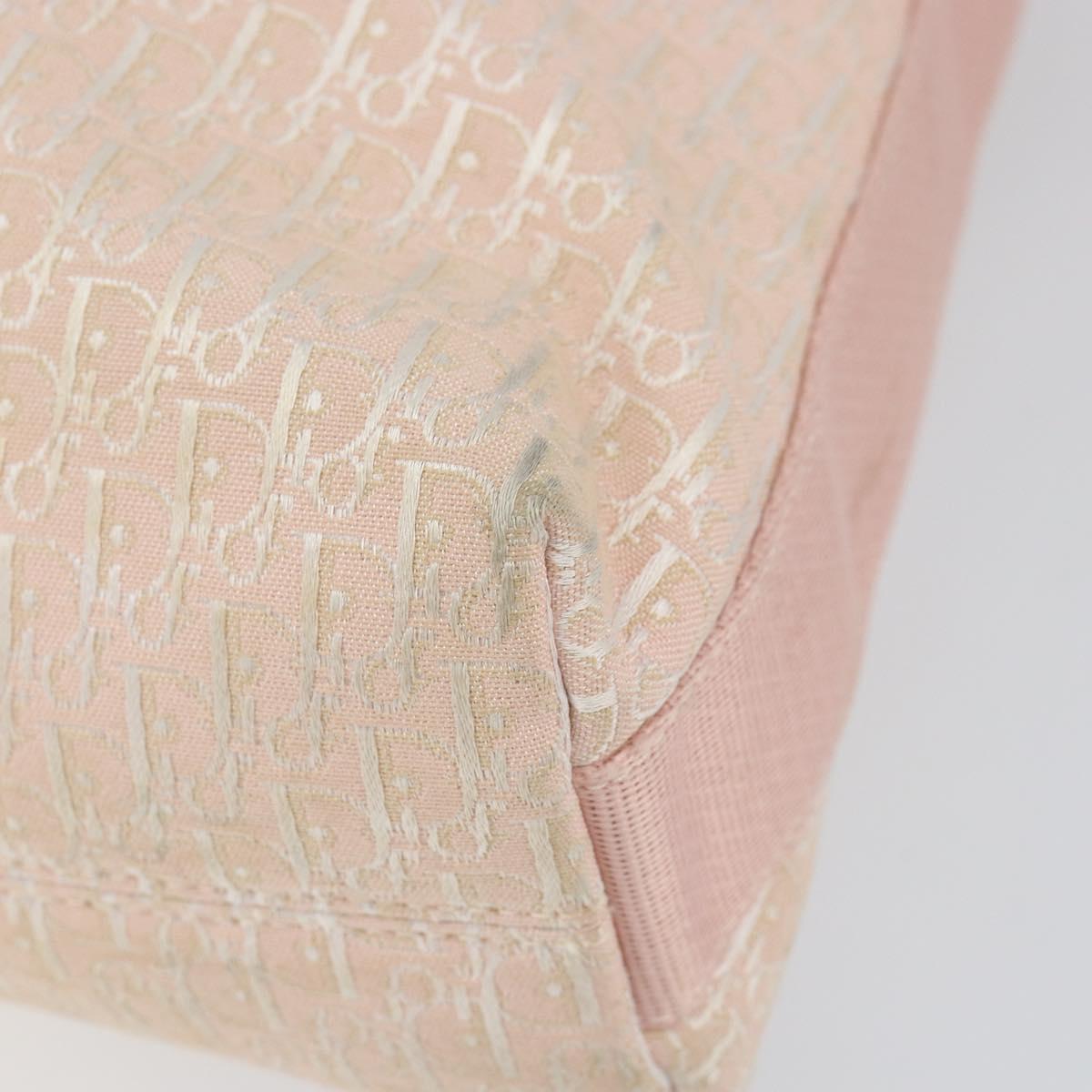 Christian Dior Trotter Canvas Shoulder Bag Pink Silver Auth 153498