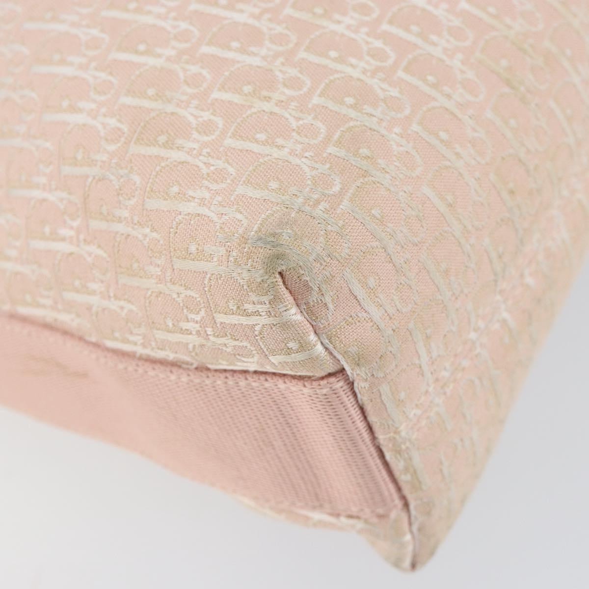 Christian Dior Trotter Canvas Shoulder Bag Pink Silver Auth 153498