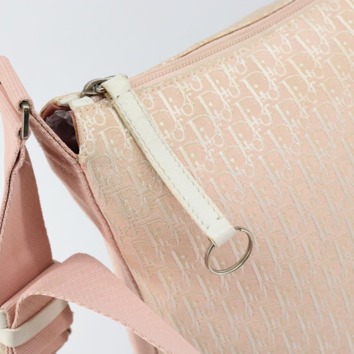 Christian Dior Trotter Canvas Shoulder Bag Pink Silver Auth 153498