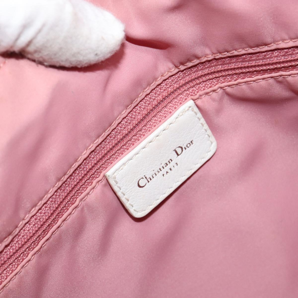 Christian Dior Trotter Canvas Shoulder Bag Pink Silver Auth 153498