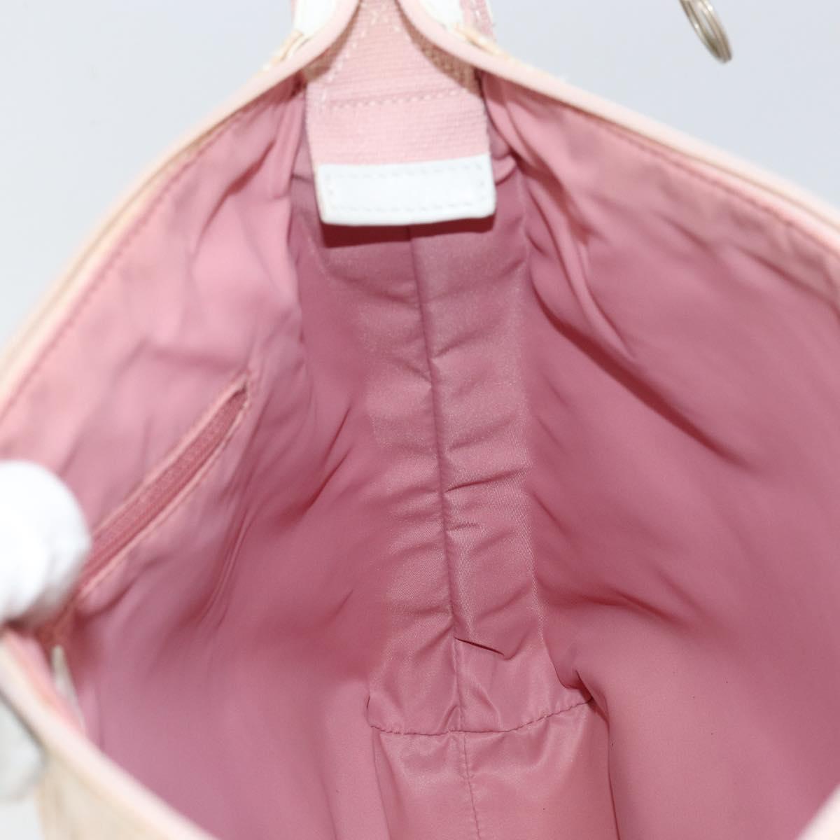 Christian Dior Trotter Canvas Shoulder Bag Pink Silver Auth 153498