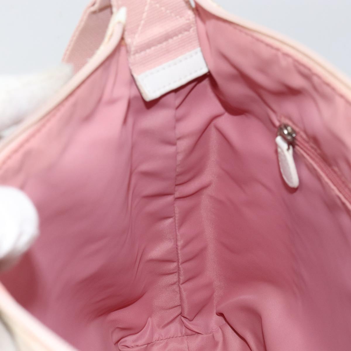 Christian Dior Trotter Canvas Shoulder Bag Pink Silver Auth 153498