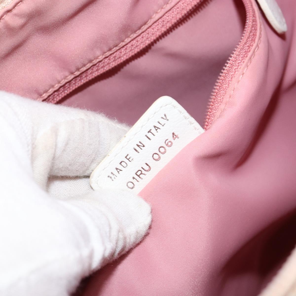 Christian Dior Trotter Canvas Shoulder Bag Pink Silver Auth 153498