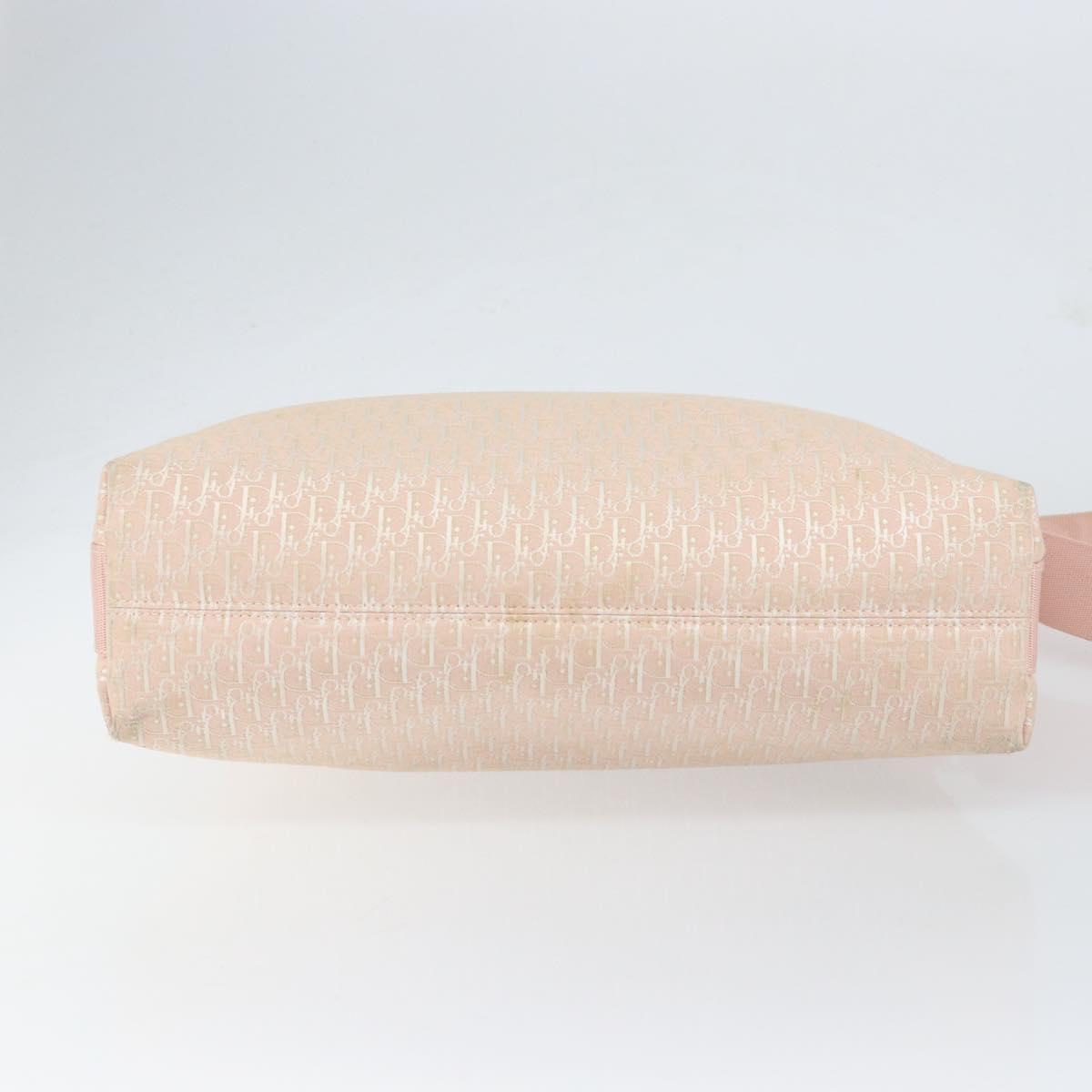 Christian Dior Trotter Canvas Shoulder Bag Pink Silver Auth 153498