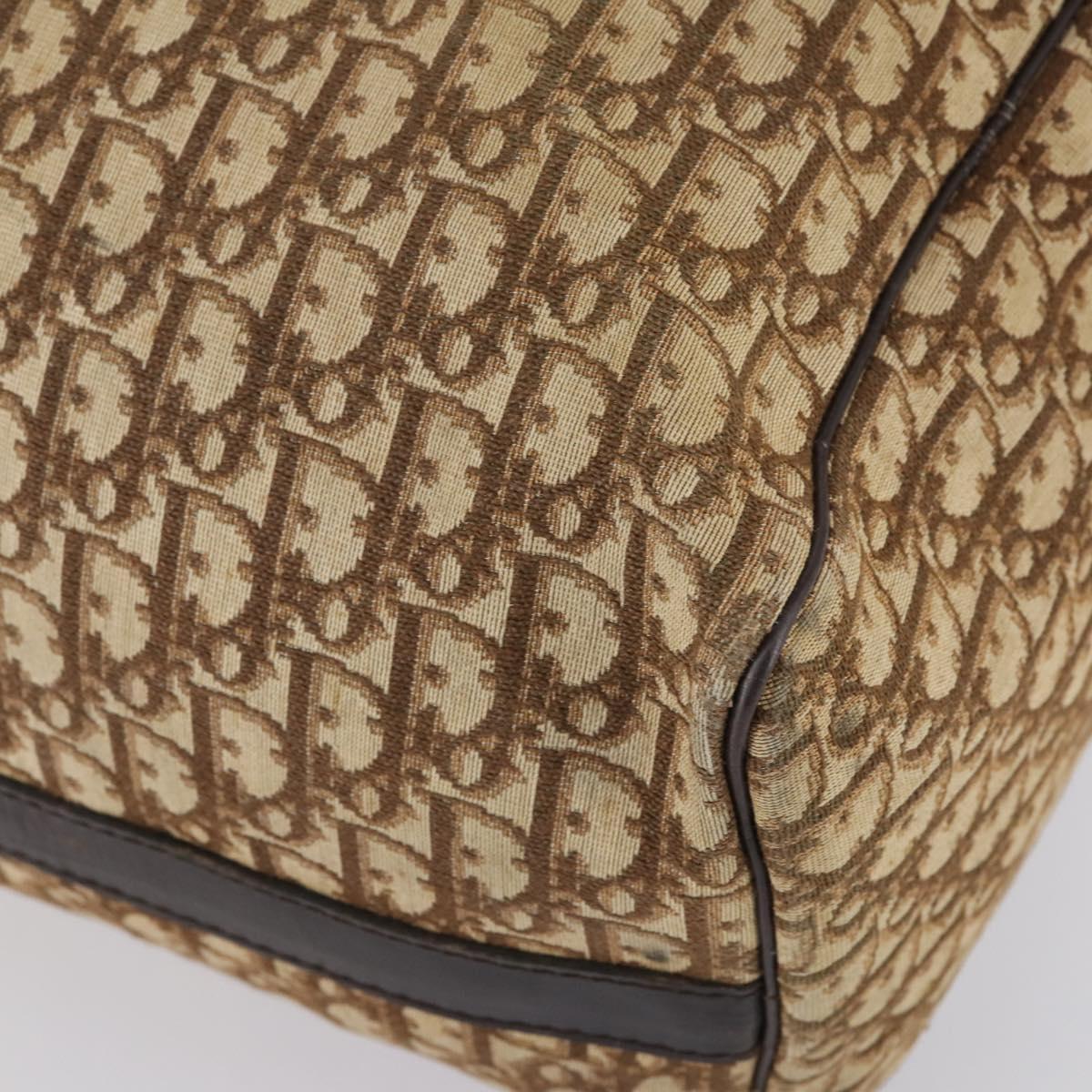 Christian Dior Trotter Canvas Boston Bag Beige Gold Auth 153500