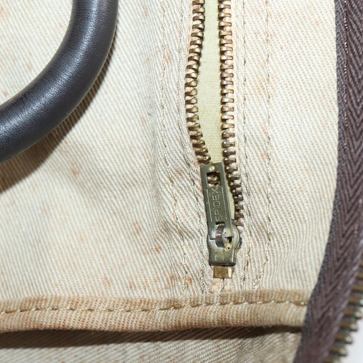 Christian Dior Trotter Canvas Boston Bag Beige Gold Auth 153500