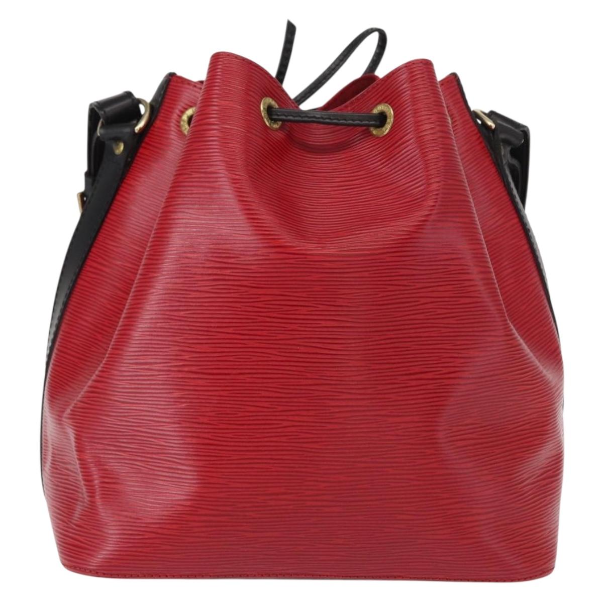 LOUIS VUITTON Epi Petit Noe Shoulder Bag Bicolor Black Red M44017 LV Auth 153507