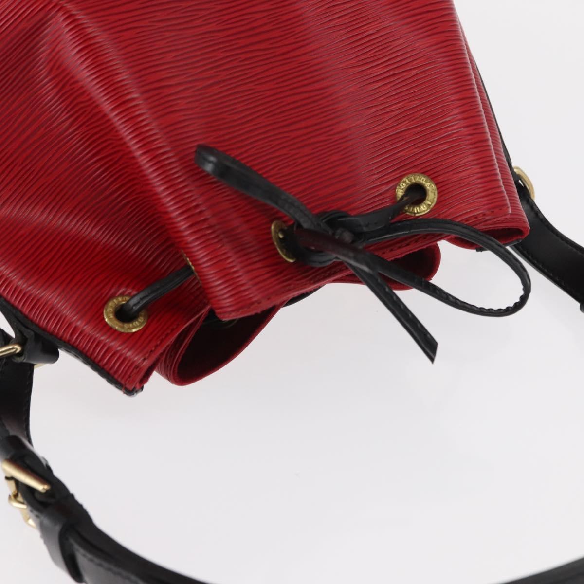 LOUIS VUITTON Epi Petit Noe Shoulder Bag Bicolor Black Red M44017 LV Auth 153507