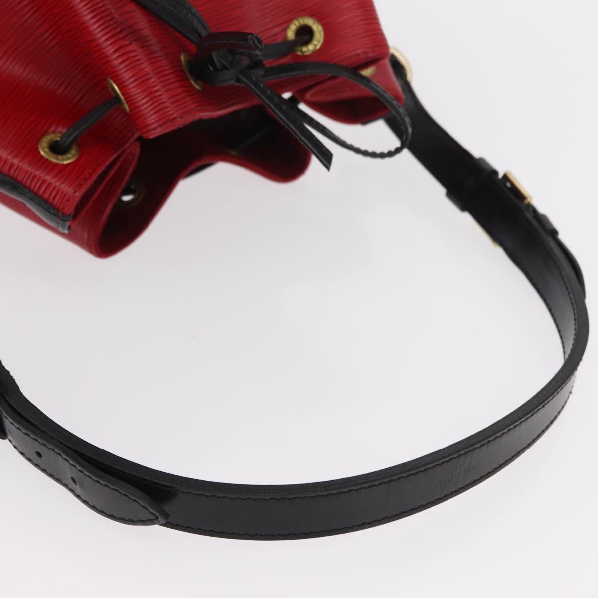 LOUIS VUITTON Epi Petit Noe Shoulder Bag Bicolor Black Red M44017 LV Auth 153507