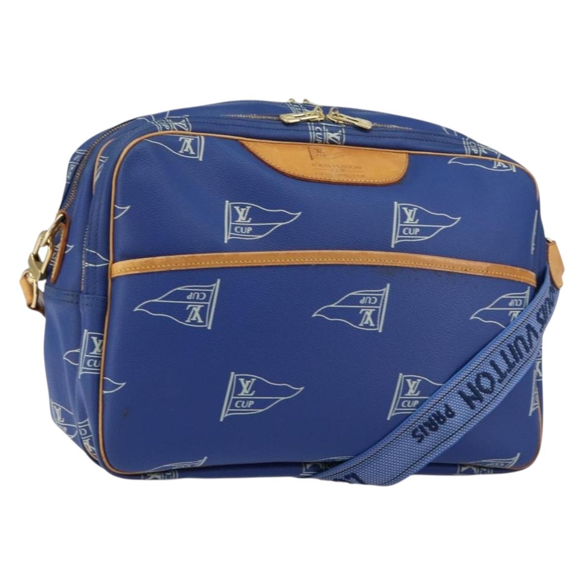 LOUIS VUITTON LV Cup Sac Cowes Bag Coated Canvas Blue M80008 LV Auth 153511