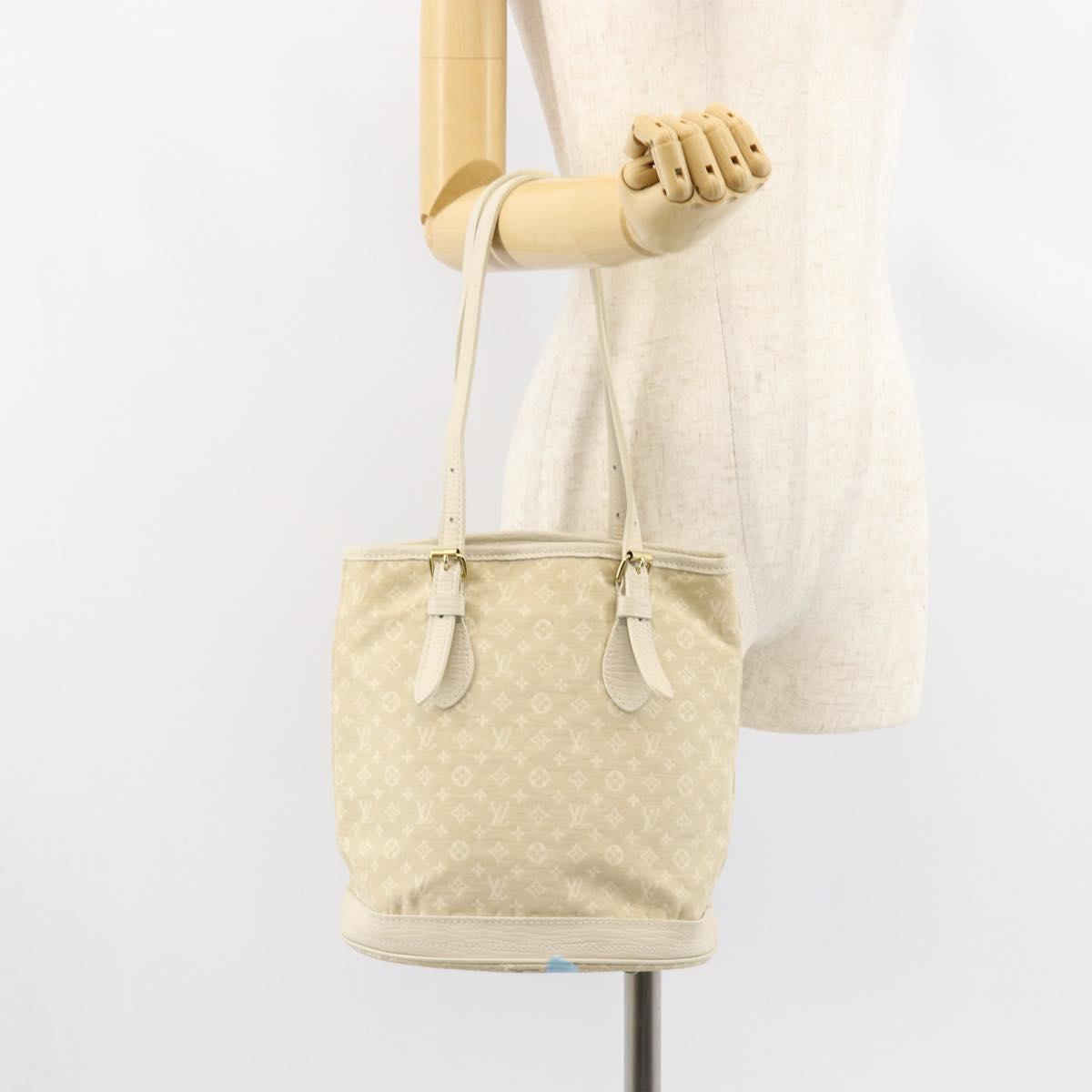 LOUIS VUITTON Monogram Mini Lin Bucket PM Shoulder Bag Dunne M95316 Auth 153514
