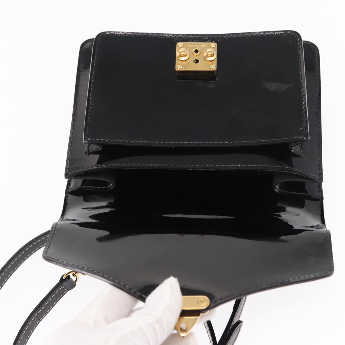 LOUIS VUITTON Vernis Monceau BB Hand Bag 2way Noir Manetic LV Auth 153517