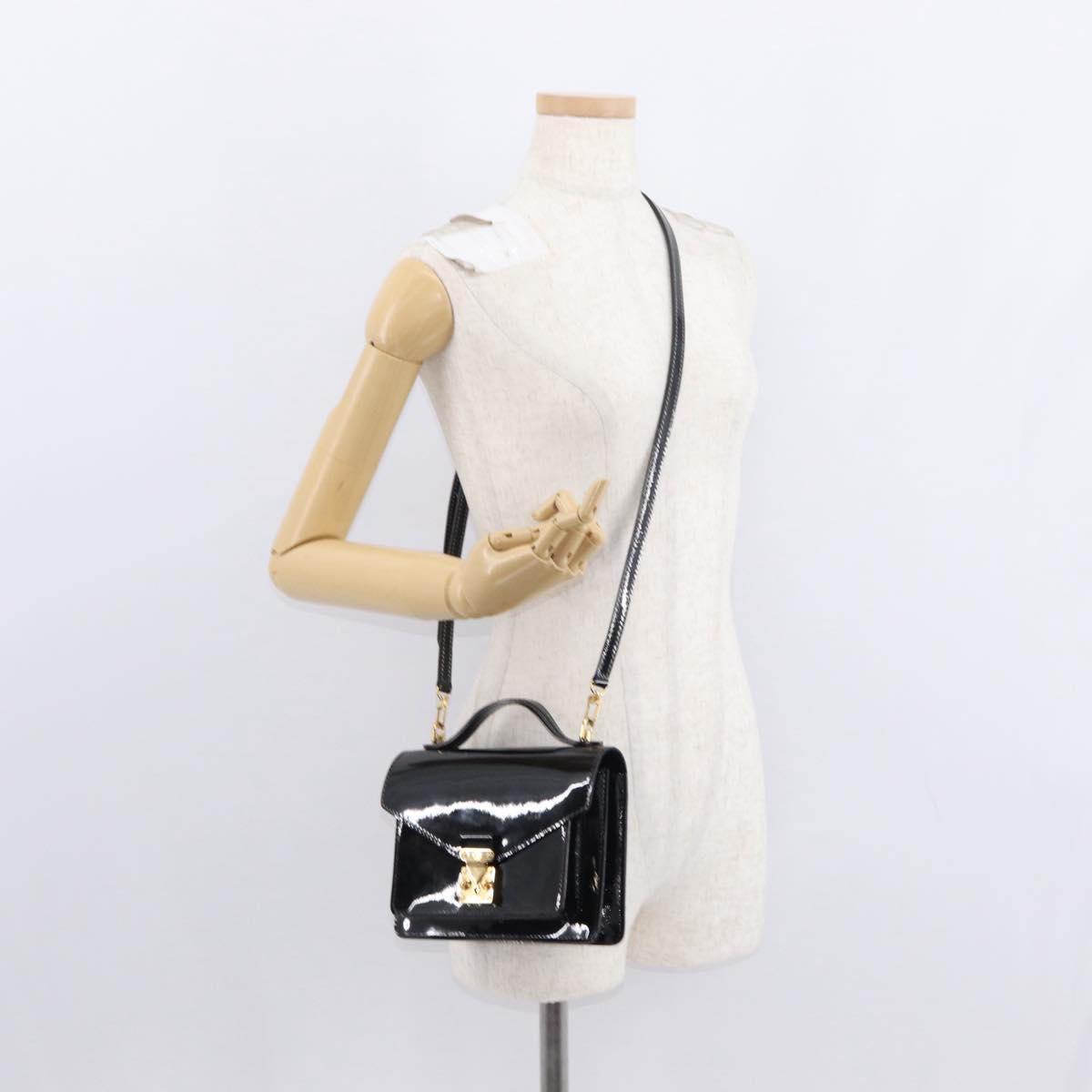 LOUIS VUITTON Vernis Monceau BB Hand Bag 2way Noir Manetic LV Auth 153517