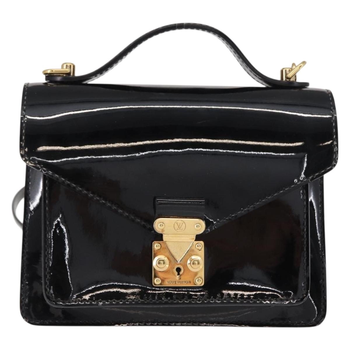 LOUIS VUITTON Vernis Monceau BB Hand Bag 2way Noir Manetic LV Auth 153517