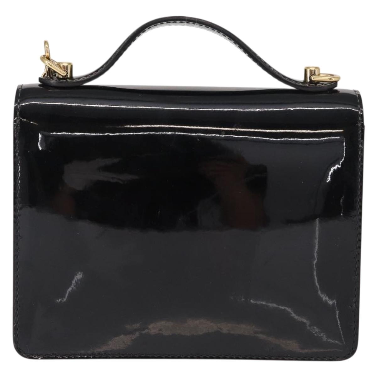 LOUIS VUITTON Vernis Monceau BB Hand Bag 2way Noir Manetic LV Auth 153517