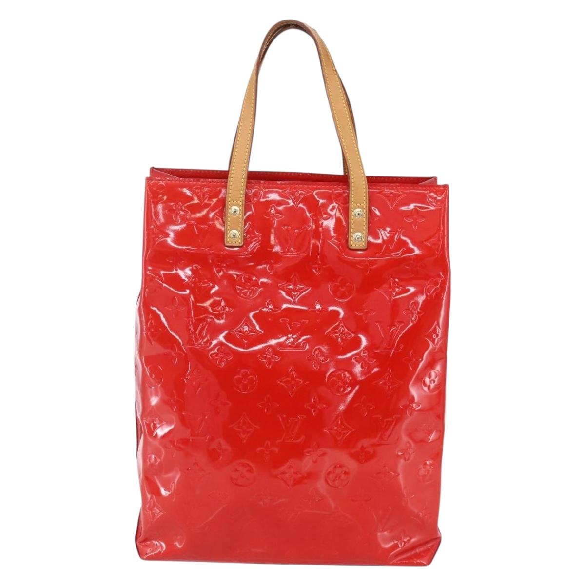 LOUIS VUITTON Monogram Vernis Reade MM Hand Bag Red Rouge M91086 LV Auth 153519