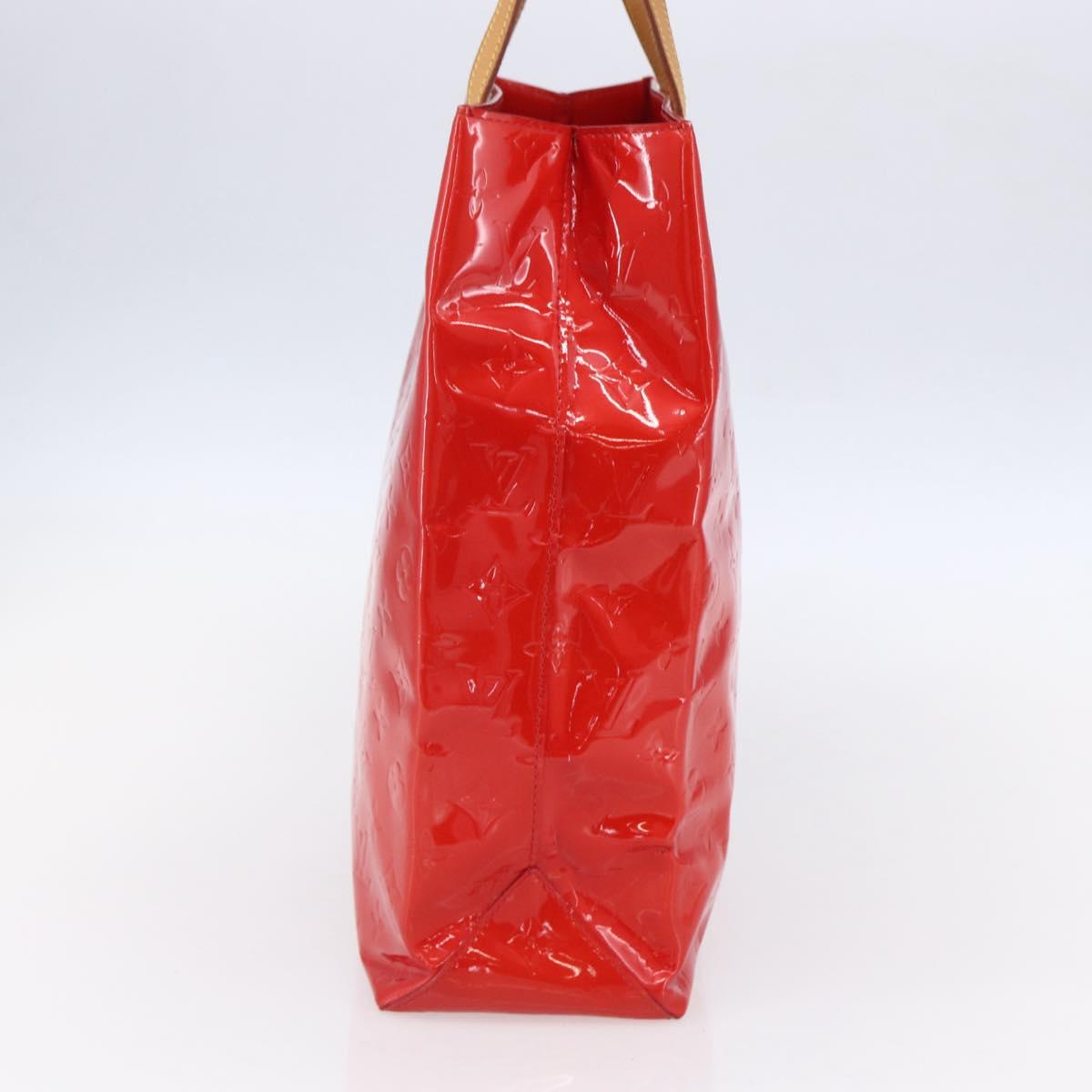LOUIS VUITTON Monogram Vernis Reade MM Hand Bag Red Rouge M91086 LV Auth 153519