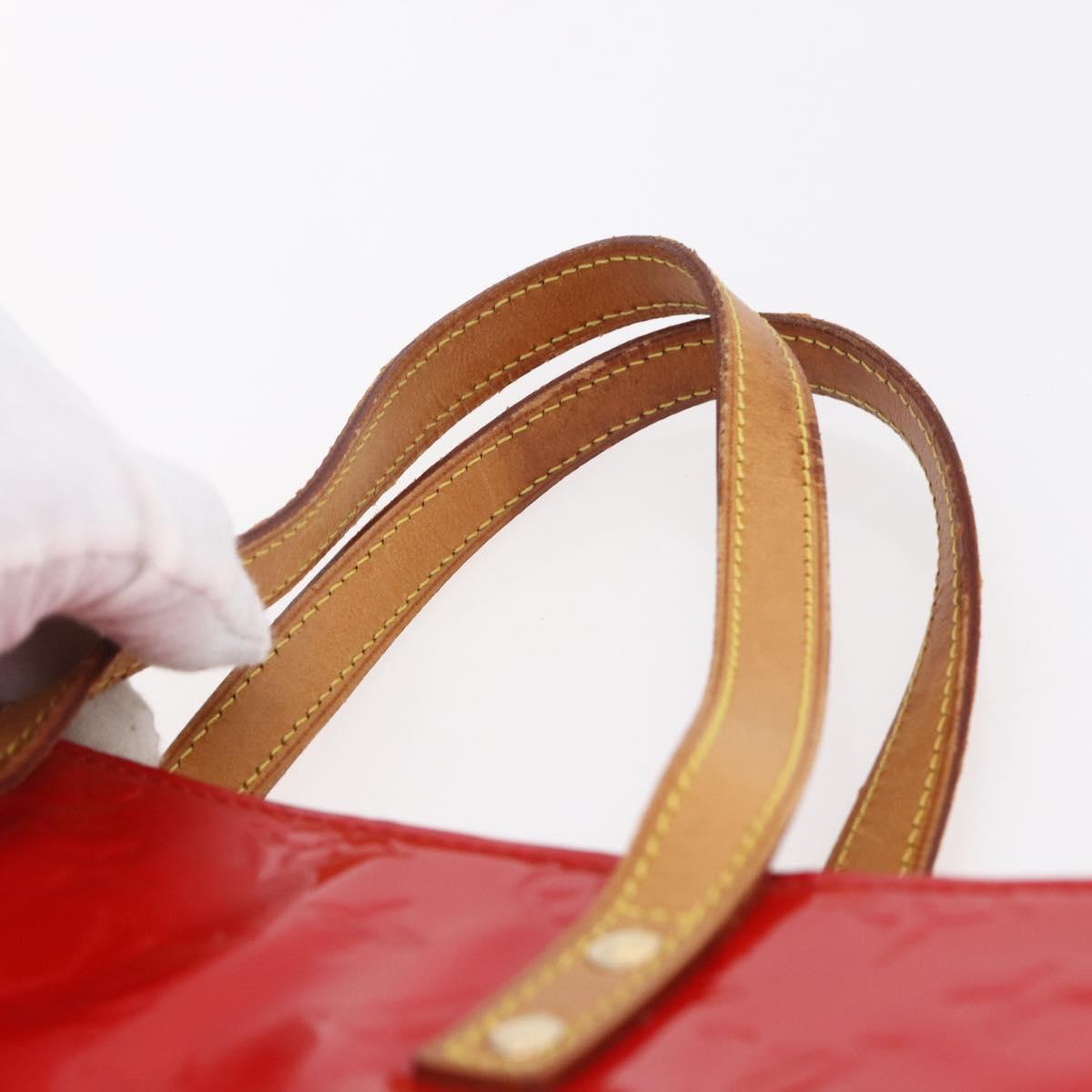 LOUIS VUITTON Monogram Vernis Reade MM Hand Bag Red Rouge M91086 LV Auth 153519