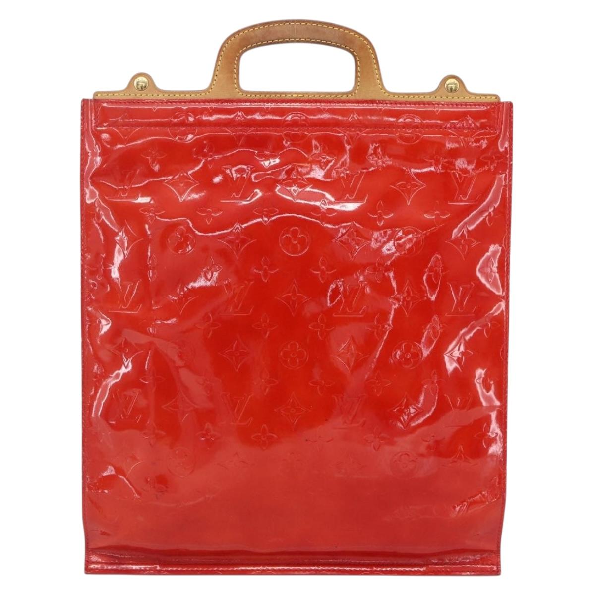 LOUIS VUITTON Monogram Vernis Stanton Tote Bag Red M91078 LV Auth 153523