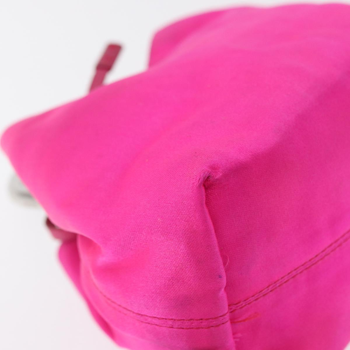 PRADA Pouch Hand Satin Metal Pink Silver Auth 153557