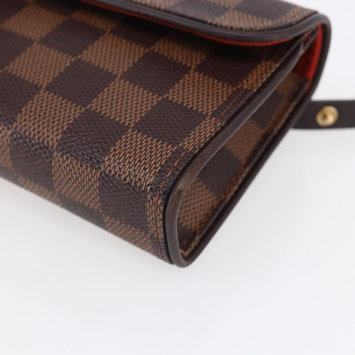LOUIS VUITTON Damier Ebene Pochette Florentine Waist Bag N51856 LV Auth 153558