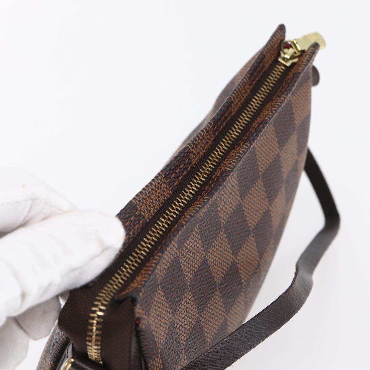 LOUIS VUITTON Damier Ebene Trousse Makeup Pouch N51982 LV Auth 153559