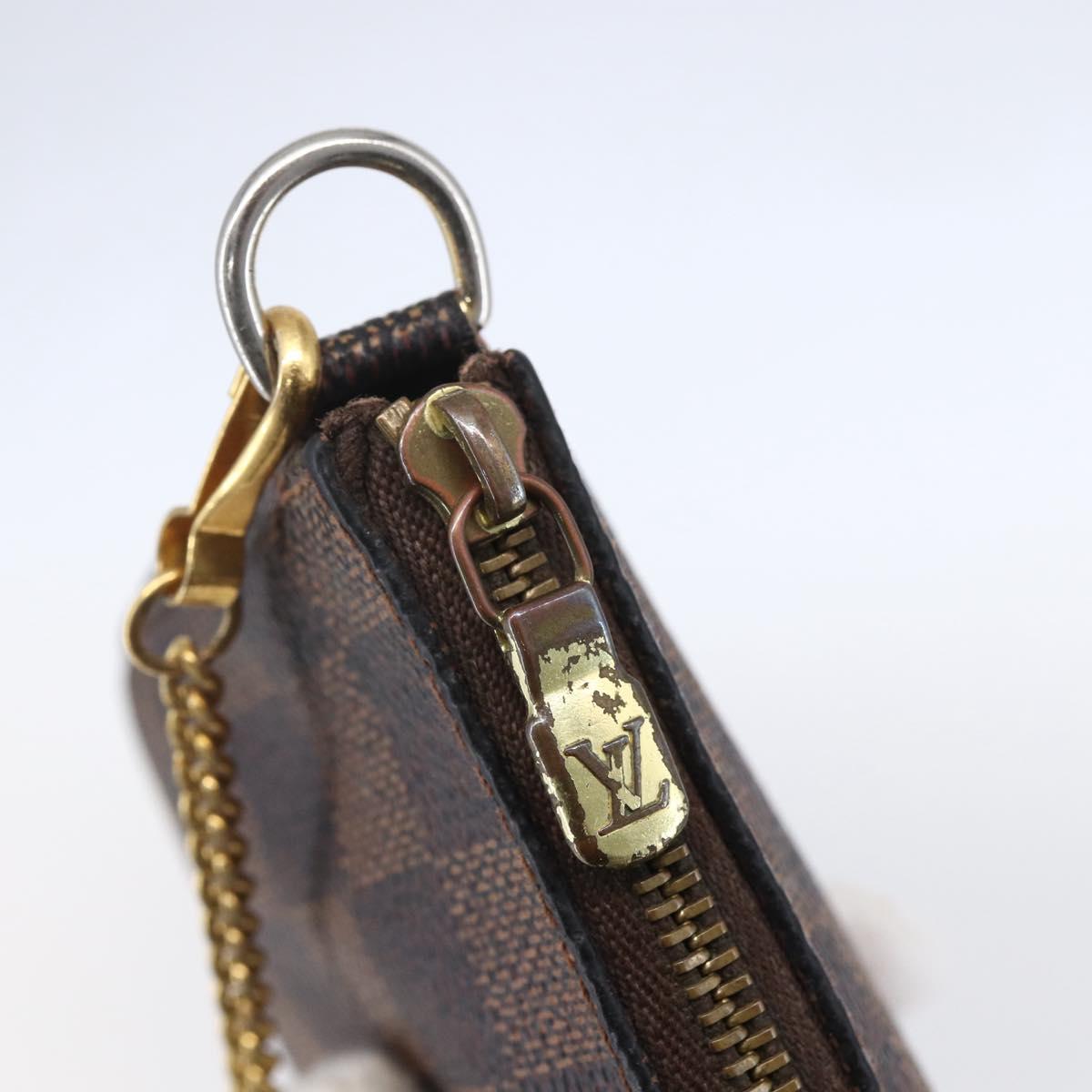 LOUIS VUITTON Damier Ebene Mini Pochette Accessoires Pouch N58009 LV Auth 153560