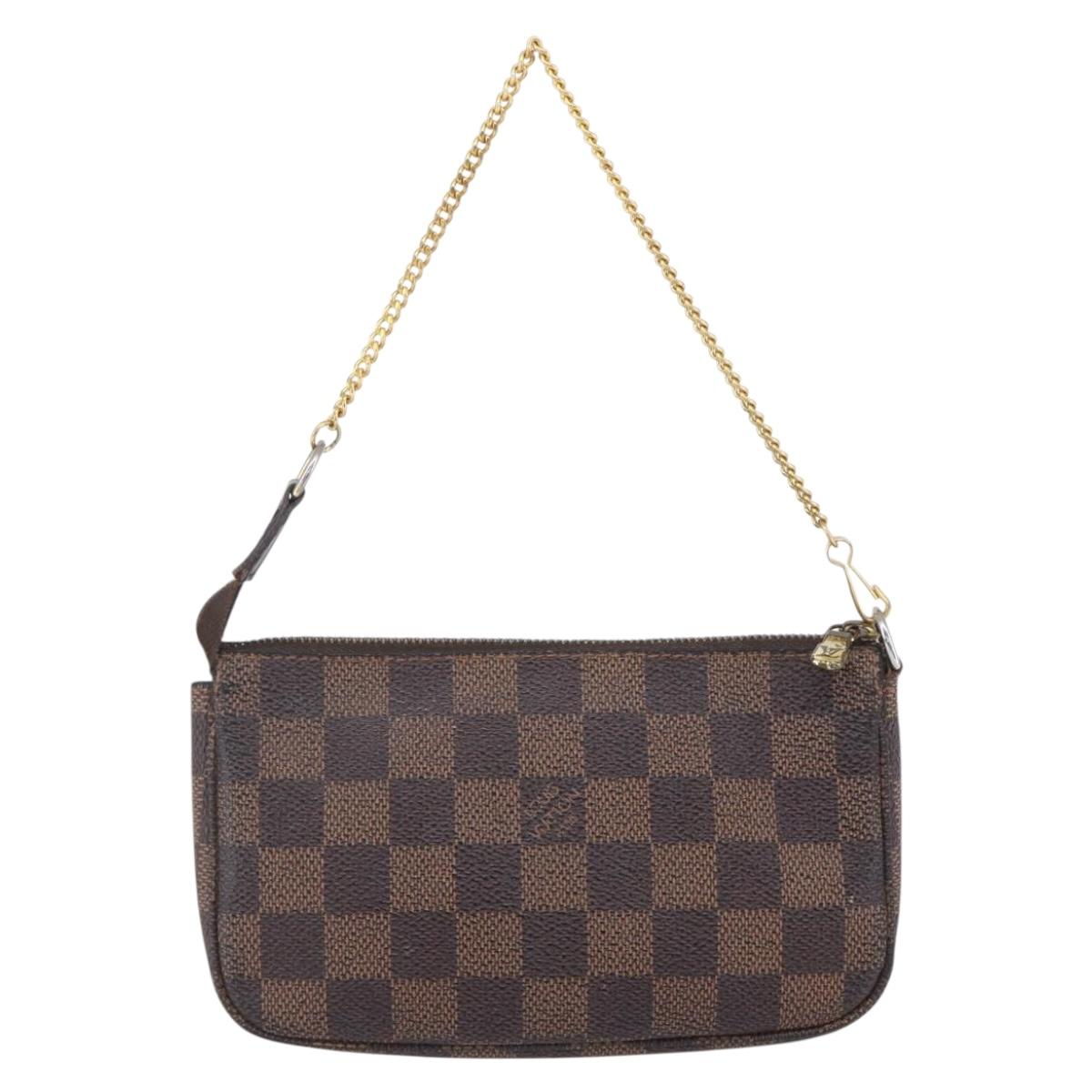 LOUIS VUITTON Damier Ebene Mini Pochette Accessoires Pouch N58009 LV Auth 153560