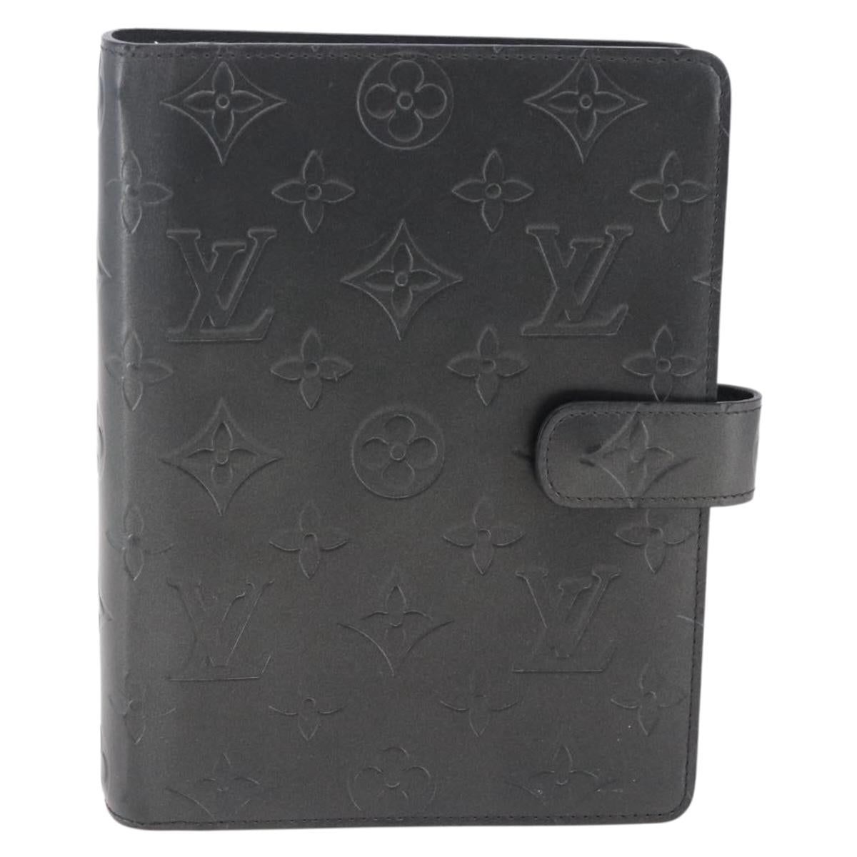 LOUIS VUITTON Monogram mat Agenda MM Day Planner Cover Gray R20925 Auth 153580