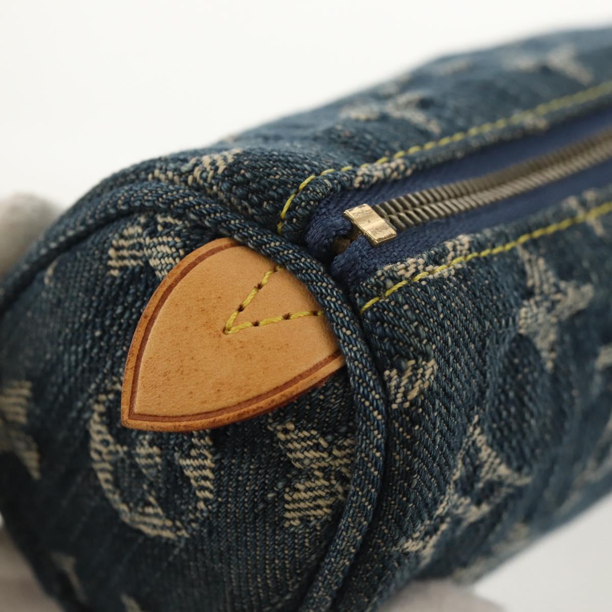 LOUIS VUITTON Monogram Denim Trousse Speedy GM Pouch Blue M95081 LV Auth 153581V