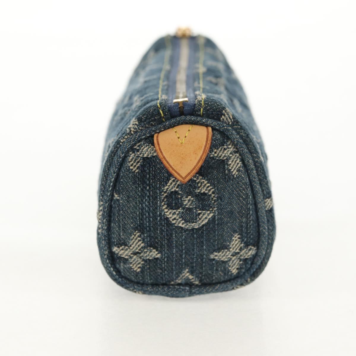 LOUIS VUITTON Monogram Denim Trousse Speedy GM Pouch Blue M95081 LV Auth 153581V