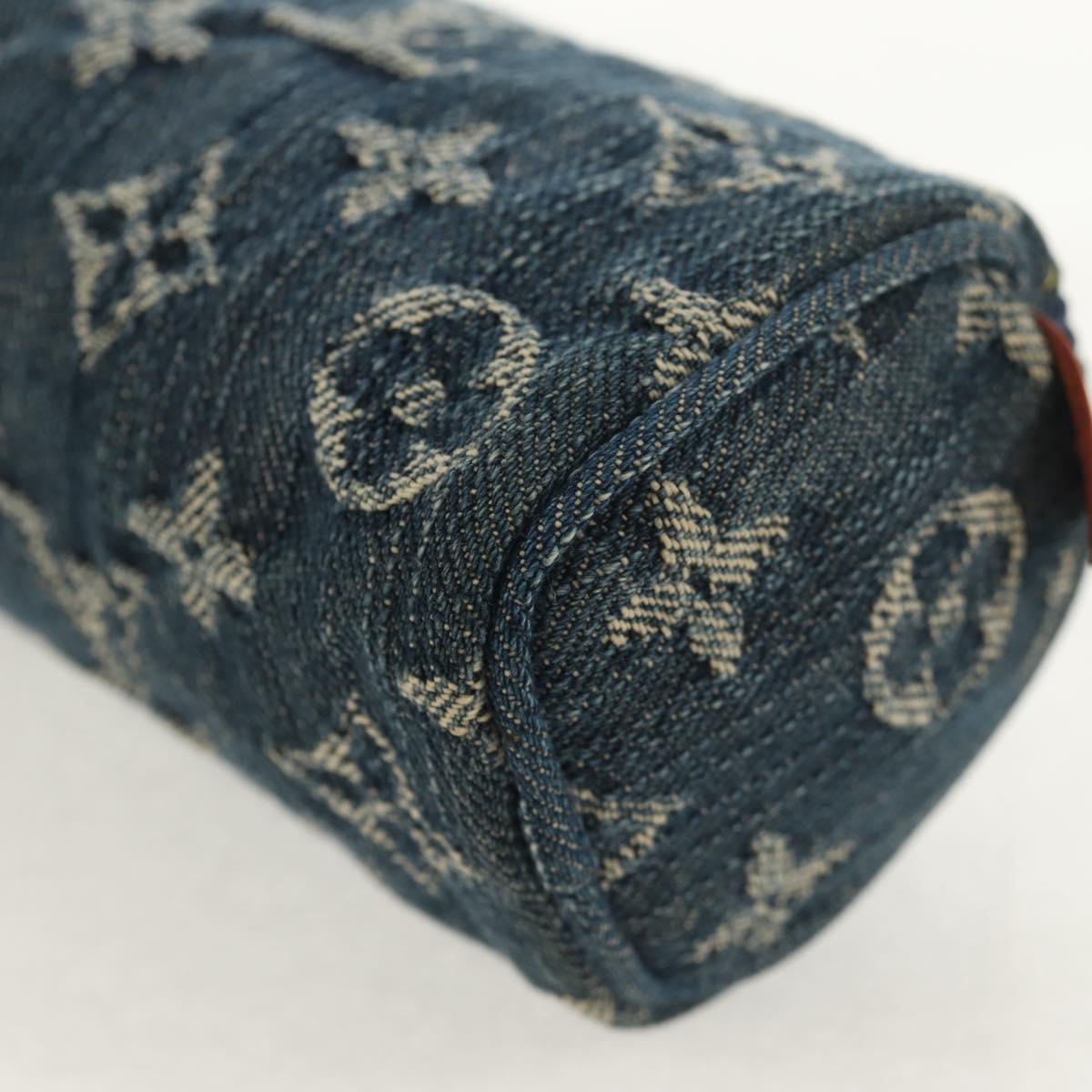 LOUIS VUITTON Monogram Denim Trousse Speedy GM Pouch Blue M95081 LV Auth 153581V