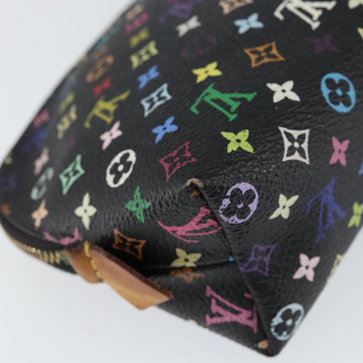 LOUIS VUITTON Multicolor Pochette Cosmetic Pouch Black M47355 LV Auth 153582