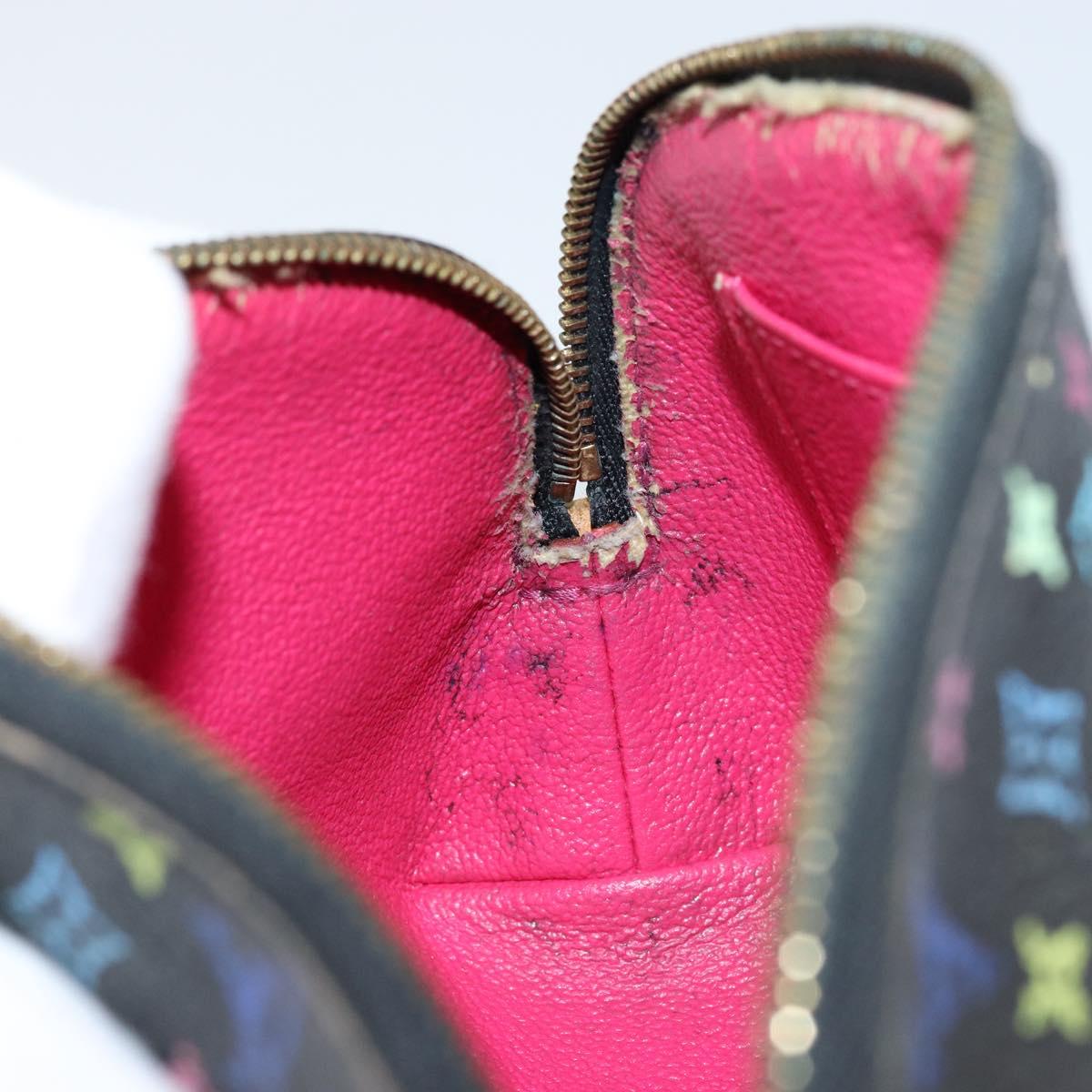 LOUIS VUITTON Multicolor Pochette Cosmetic Pouch Black M47355 LV Auth 153582