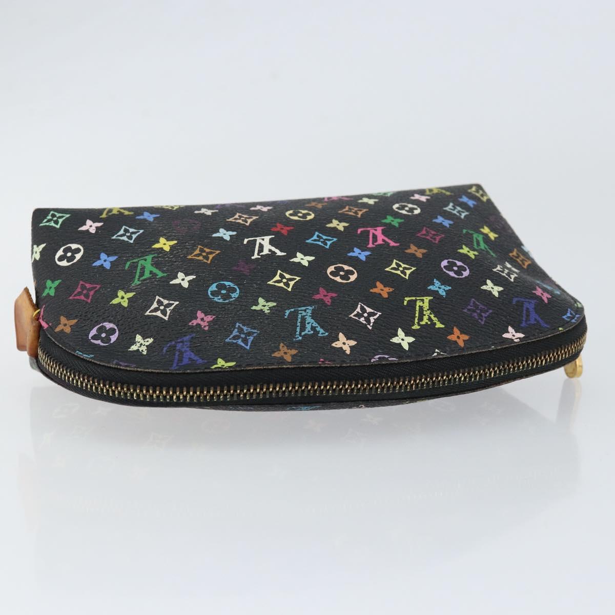 LOUIS VUITTON Multicolor Pochette Cosmetic Pouch Black M47355 LV Auth 153582