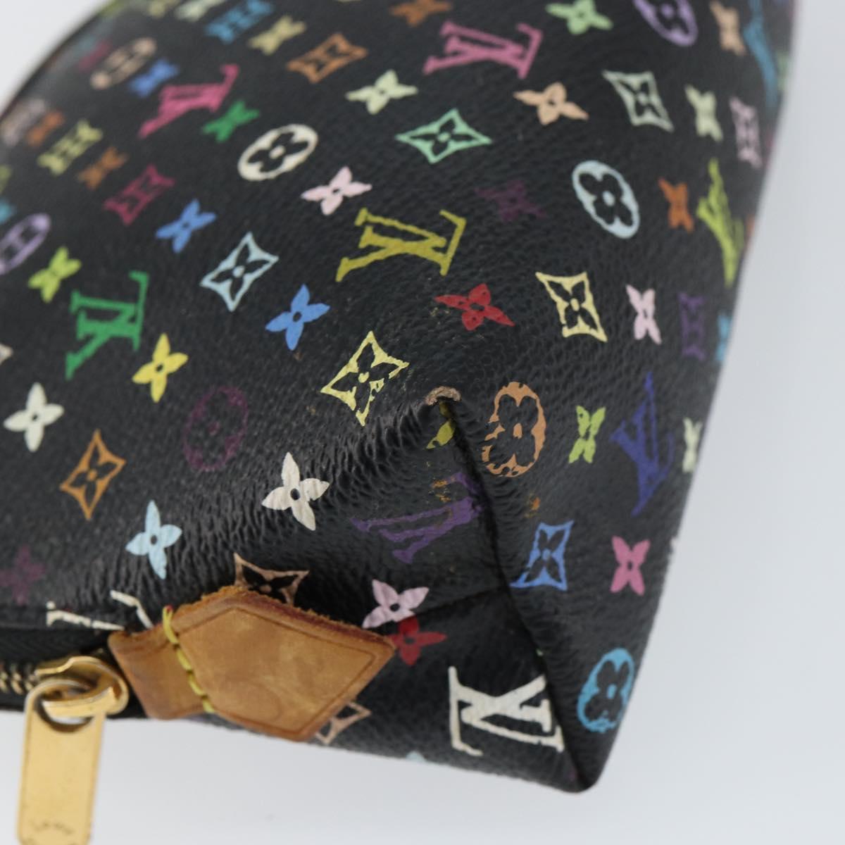 LOUIS VUITTON Multicolor Pochette Cosmetic Pouch Black M47355 LV Auth 153582