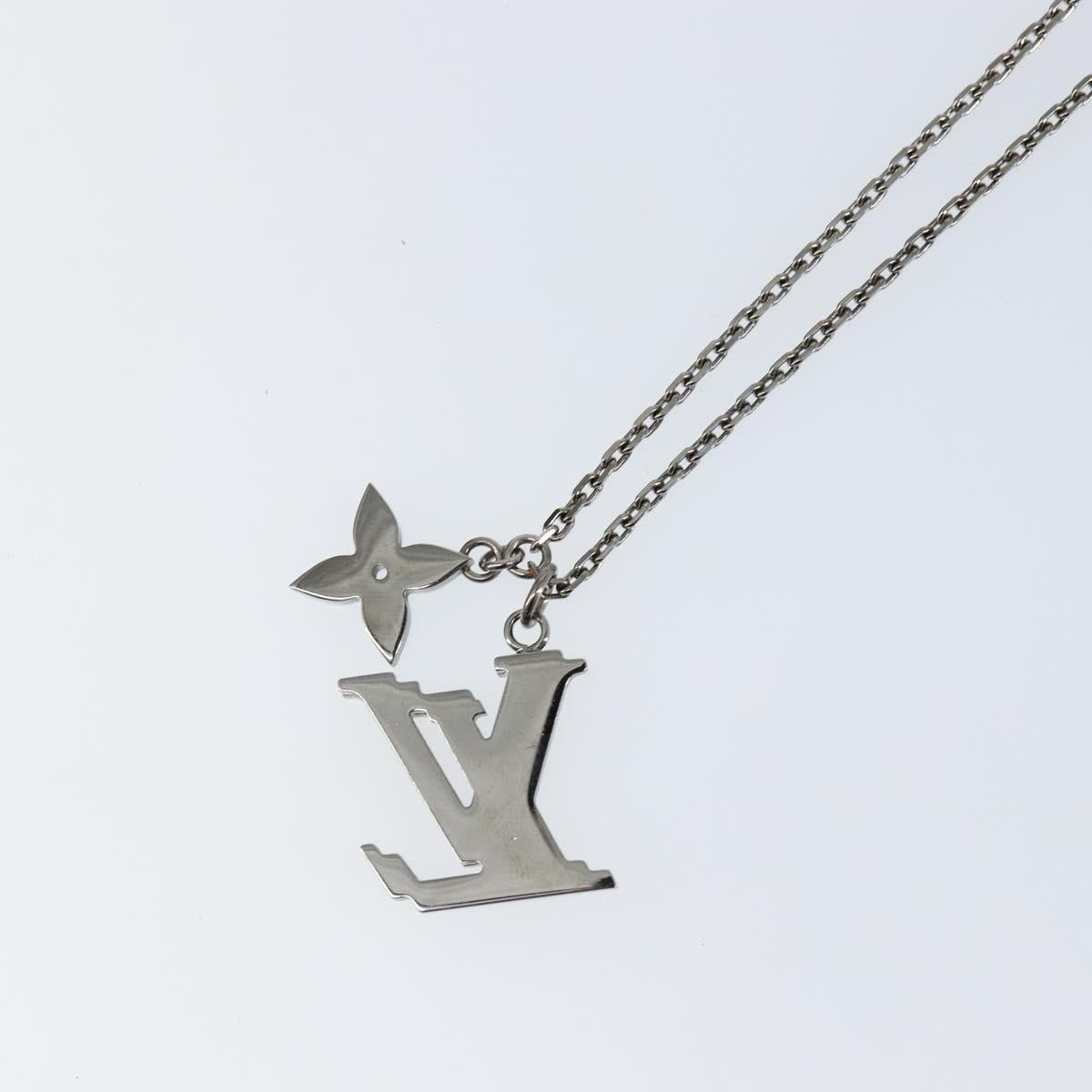 LOUIS VUITTON LV Printed Initials Necklace Silver tone M80208 LV Auth 153584M