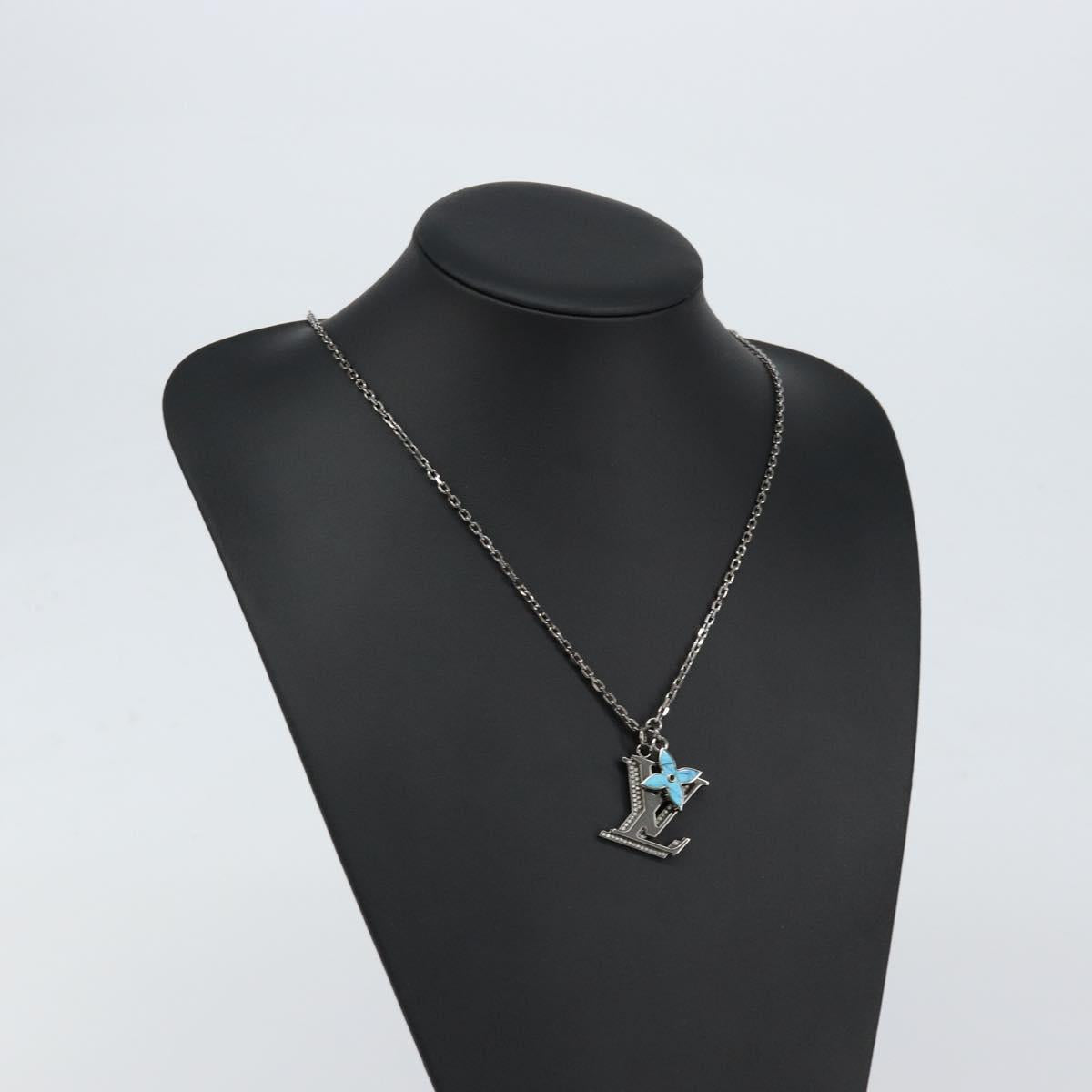 LOUIS VUITTON LV Printed Initials Necklace Silver tone M80208 LV Auth 153584M