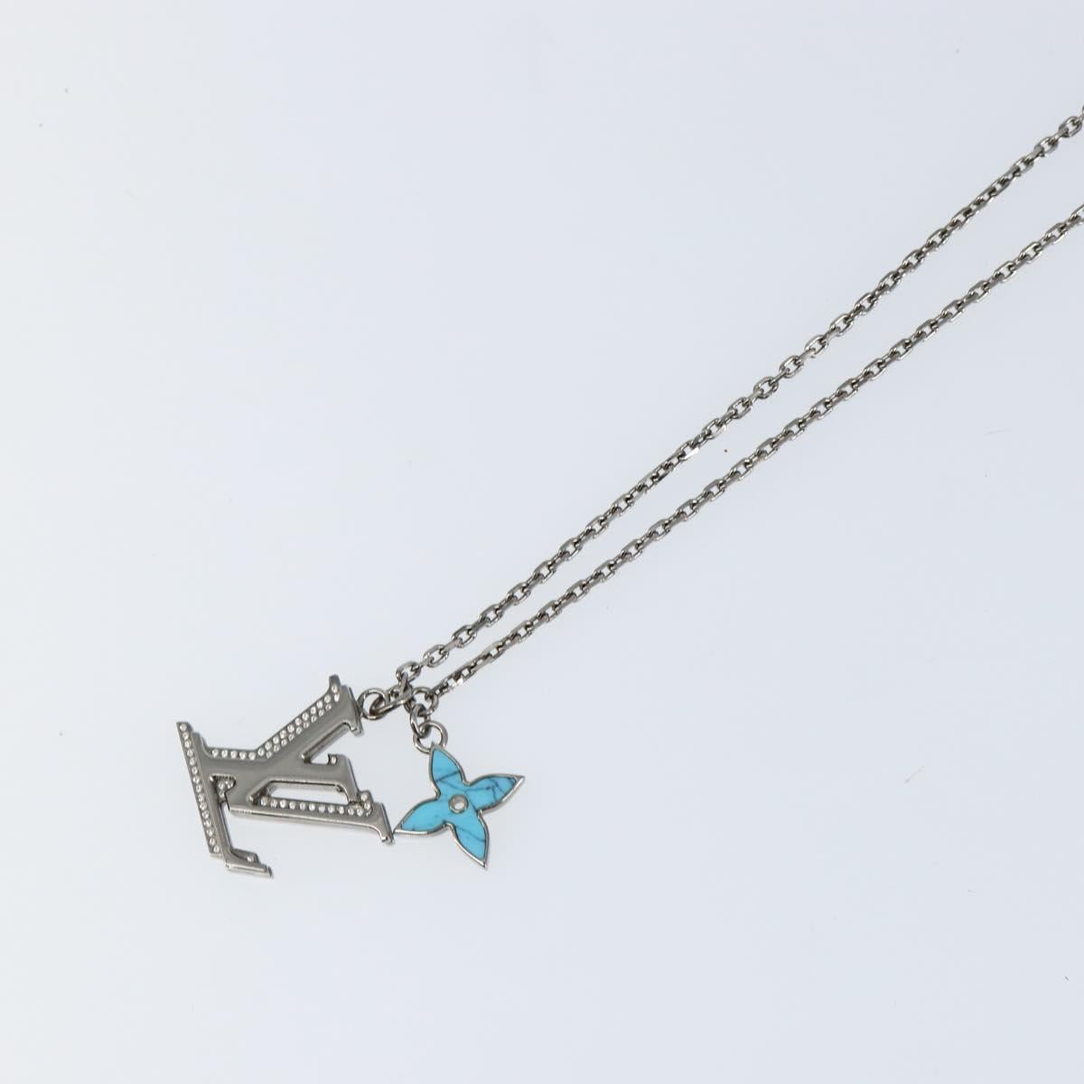 LOUIS VUITTON LV Printed Initials Necklace Silver tone M80208 LV Auth 153584M