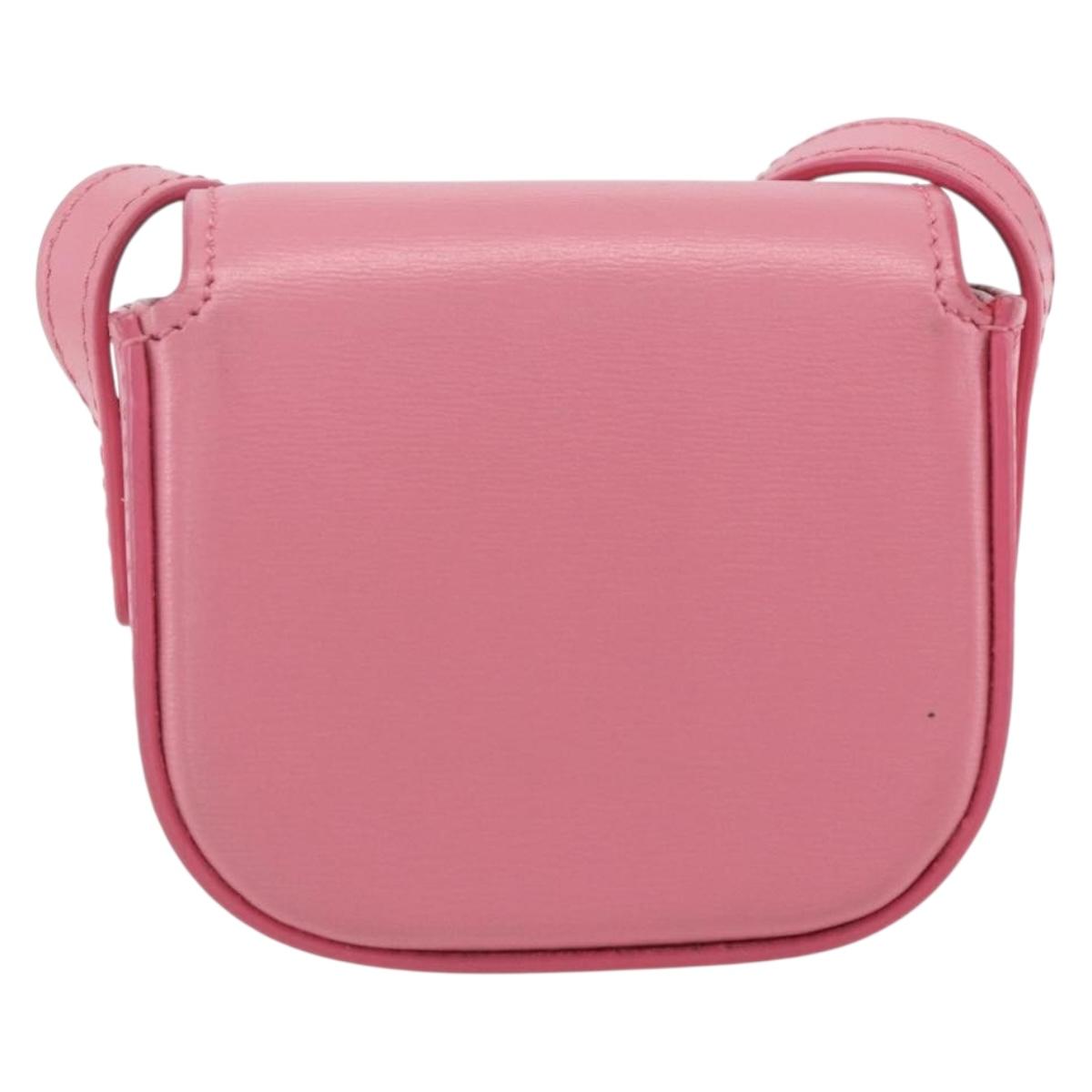 CELINE Triomphe Mini Claude Shoulder Pouch Calf Skin Pink Gold Auth 153596SAM