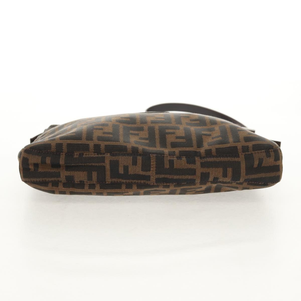 FENDI Zucca Canvas Mamma Baguette Shoulder Bag Black Brown Auth 153620SAV