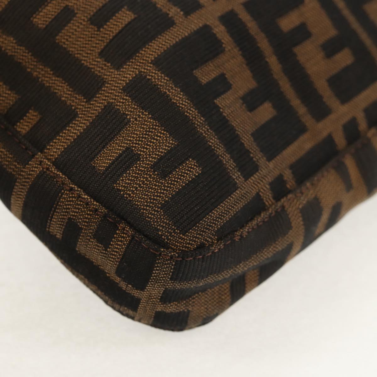 FENDI Zucca Canvas Mamma Baguette Shoulder Bag Black Brown Auth 153620SAV